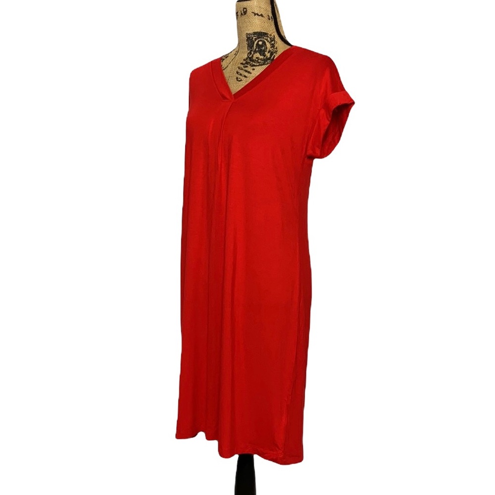 Spense Red Short Sleeve V-Neck A-Line Mini Dress S - Picture 4 of 7